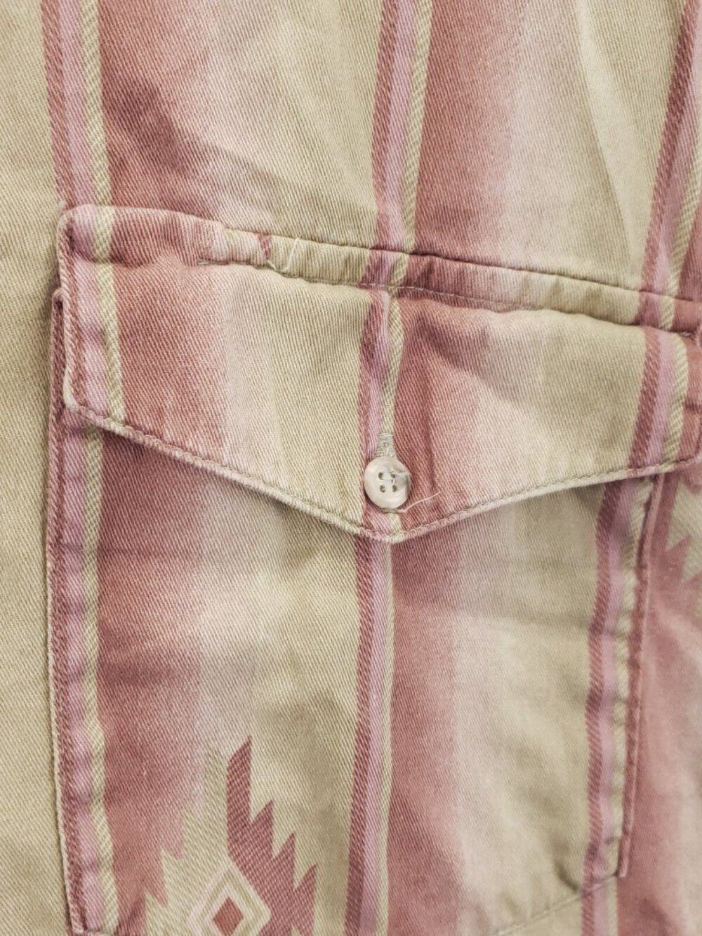 Cowboys Turtle Shirt Mens XL Pink Beige Western Southwest Aztec Long Sleeve - Picture 6 of 10